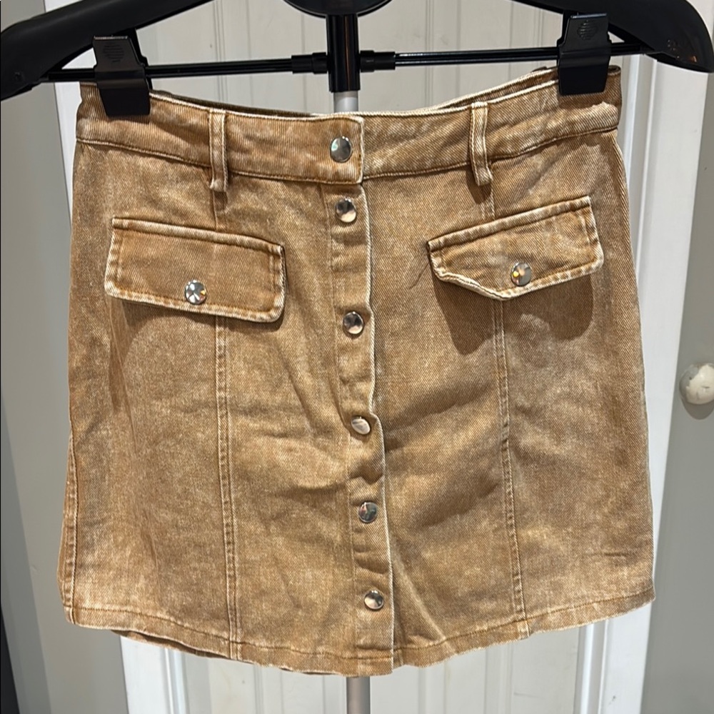 Tan Denim Mini Skirt Casual NWT